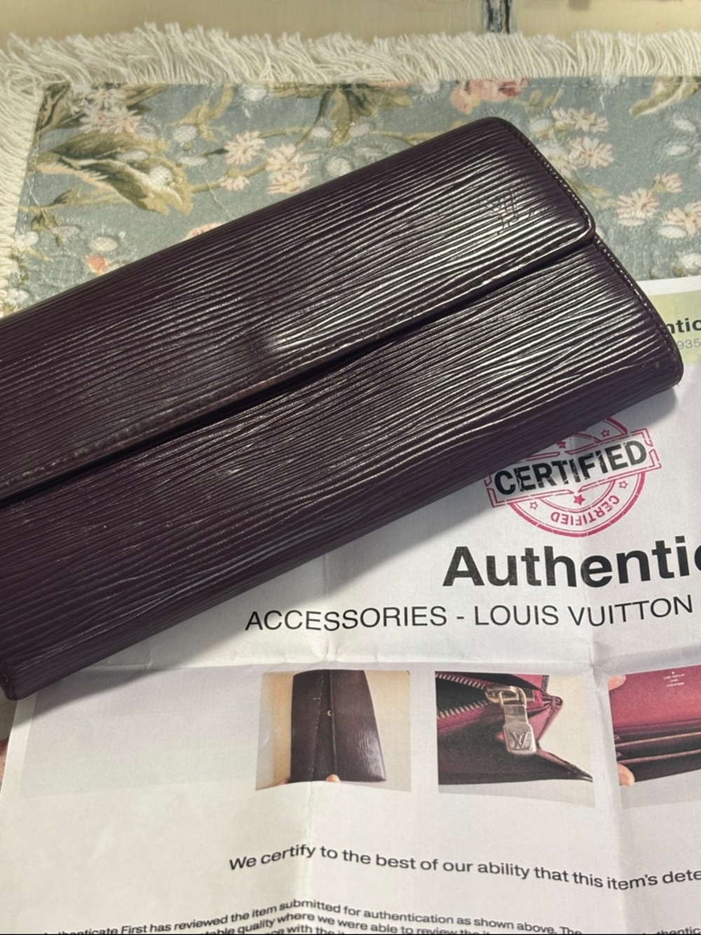 Louis Vuitton Plum Epi Leather Wallet w/COA - Picture 11 of 14
